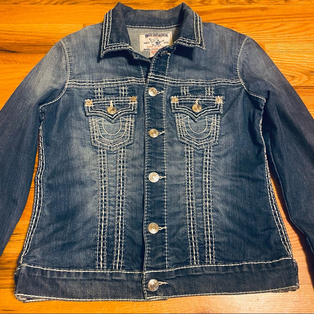 True Religion Trucker Jean Jacket Size L EUC